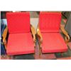 Image 1 : SET OF 2 CARVED WOOD & RED CLOTH SIDE CHAIRS