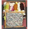 Image 1 : BOX OF YARN WITH SEWING BASKET