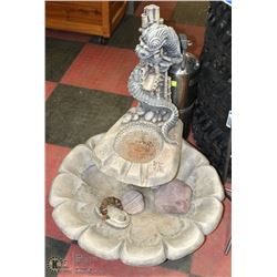 CONCRETE BIRDBATH WITH DRAGON TOP