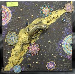 3D, GECKO/CHAMELEON AND FLORAL MIXED MEDIA