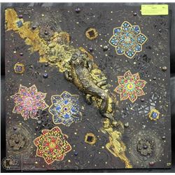 3D, GECKO/CHAMELEON AND FLORAL MIXED MEDIA