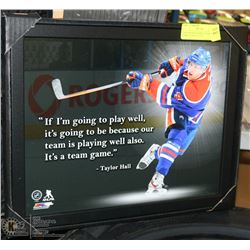 TAYLOR HALL FRAMED "TEAM GAME" PLAQUE 12"X15"