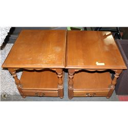 PAIR OF WOOD END TABLES.