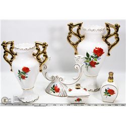 VINTAGE LOUCARTE GOLD TRIM FLOWERS