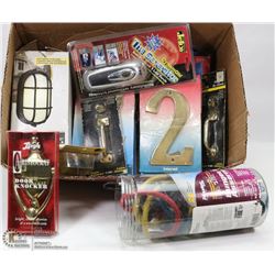 LARGE BOX OF HOME DECOR, ACCESSORIES, HARDWARE