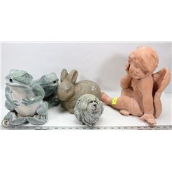 LOT OF 5 ASSORTED GARDEN ORNAMENTS