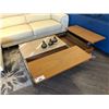 Image 2 : TEAK MODERN LOOK COFFEE TABLE WITH SS BASE AND LIFT UP DINNER TRAYS WITH STORAGE.