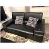 Image 2 : LEATHER LIVING ROOM SET WITH WHITE LEATHER SOFA, BLACK LEATHER LOVESEAT (BOTH WITH SS ACCENTS)