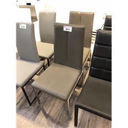 SET OF 2 GREY LEATHER DINING CHAIRS