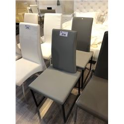 SET OF 2 LIGHT GREY LEATHER DINING CHAIRS