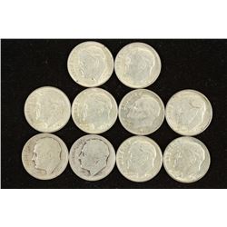 10 ASSORTED SILVER ROOSEVELT DIMES
