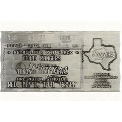 6"X3" METAL TEXAS RANGERS TICKET