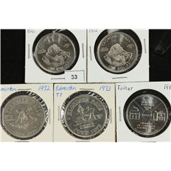 5 ASSORTED CANADA TRADE DOLLARS UNC