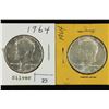 Image 1 : 2-1964 90% KENNEDY HALF DOLLARS