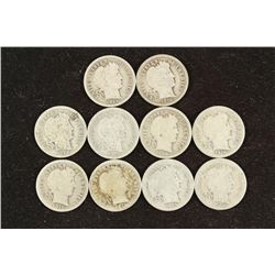 10 ASSORTED BARBER DIMES