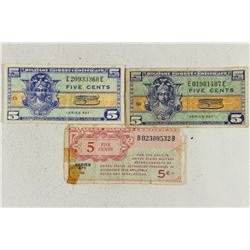 3-WWII US MILITARY PAYMENT CERTIFICATES