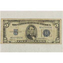 1934-C $5 SILVER CERTIFICATE BLUE SEAL