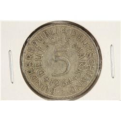 1964-J GERMANY SILVER 5 MARK