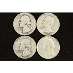 1942,44,51-D & 64-D WASHINGTON SILVER QUARTERS