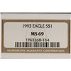 Image 3 : 1993 AMERICAN SILVER EAGLE NGC MS69