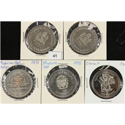 5 ASSORTED CANADA TRADE DOLLARS UNC