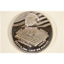 1 TROY OZ .999 FINE SILVER ROUND SEPT. 11TH, 2001