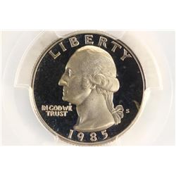 1985-S WASHINGTON QUARTER PCGS PR69 DCAM