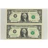 Image 1 : 2-2003-A $1 FRN'S LOW CONSECUTIVE SERIAL 'S UNC