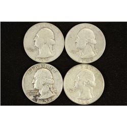 1938,45,58-D & 64-D WASHINGTON SILVER QUARTERS