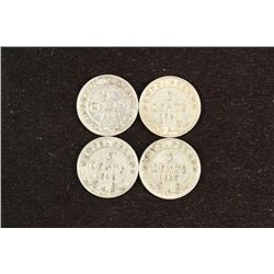 1938,41,42 & 43 NEWFOUNDLAND SILVER 5 CENTS