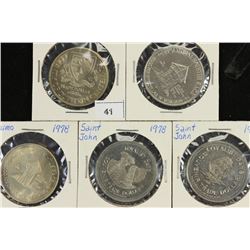 5 ASSORTED CANADA TRADE DOLLARS UNC