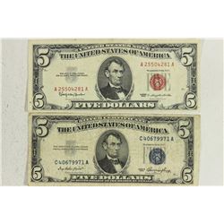 1953 $5 SILVER CERTIFICATE & 1963 $5 US NOTE