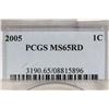 Image 3 : 2005 LINCOLN CENT PCGS MS65RD