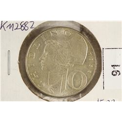 1958 AUSTRIA SILVER 10 SCHILLING UNC .1533 OZ. ASW