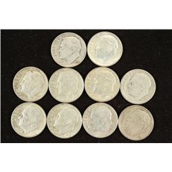 10 ASSORTED SILVER ROOSEVELT DIMES