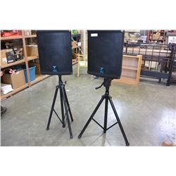 TWO YORKVILLE ELITE E354 350 WATT SPEAKERS WITH STANDS