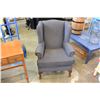 Image 1 : BLUE UPHOLSTERED WINGBACK CHAIR