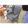 Image 2 : BLUE UPHOLSTERED WINGBACK CHAIR