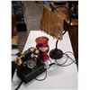 Image 1 : TABLE LAMP CANDLE AND REPRO PHONE