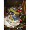 Image 1 : LARGE TRAY OF COLLECTIBLE CHINA GLASSWARE SILVER PLATE ETC