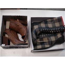 PAIR OF SHOES SIZE 9 AND RAIN BOOTS SIZE 5