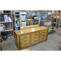 OAK 9 DRAWER DRESSER WITH MIRROR