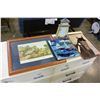 Image 1 : LEATHER HORSE WALL HANGING FRAMED PICTURE AND SEA PLAQUE AND FRAME