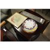 Image 1 : 1935 BANK DEPOSIT BOX AND LOT OF VINTAGE PLATES AND 1935 WATERCOLOR