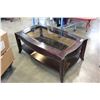 Image 1 : SOMERTON GLASSTOP MAHOGANY FINISH COFFEE TABLE