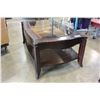 Image 2 : SOMERTON GLASSTOP MAHOGANY FINISH COFFEE TABLE