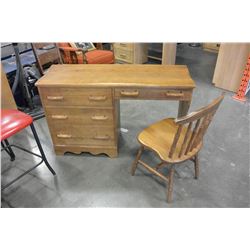 MAPLE FOUR DRAWER DESK WITH CHAIR