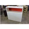 Image 1 : WHITE STAND ALONE HEADBOARD WITH HIDDEN SIDE ROLLING STORAGE