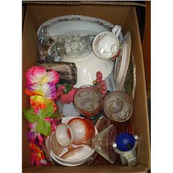 BOX OF ESTATE GLASSWARE AND CHINA