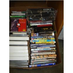 BOX OF DVDS AND CDS